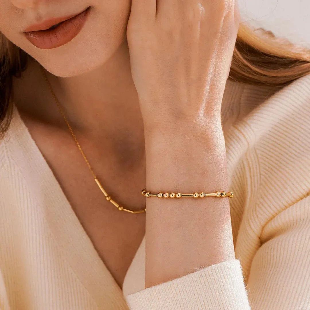 Morse Code Bracelet 18k Gold