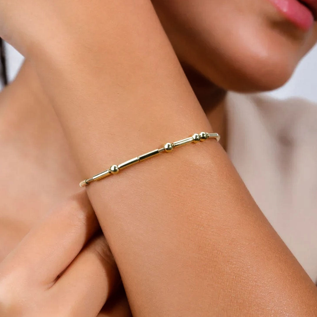 Morse Code Bracelet 18k Gold