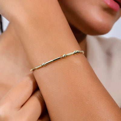 Morse Code Bracelet 18k Gold